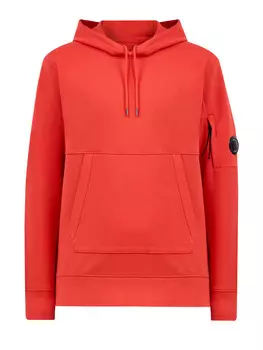 Худи из диагонального хлопкового флиса с капюшоном и линзой