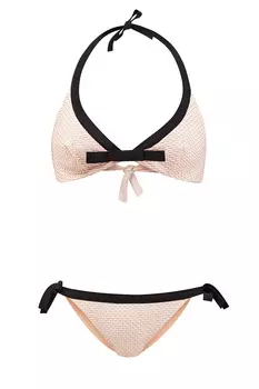 Эластичные плавки-бикини из фактурной микрофибры с контрастной отделкой