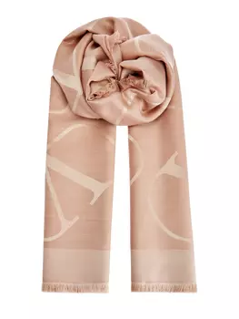 Элегантный палантин из шелка и шерсти с макро-принтом VLogo