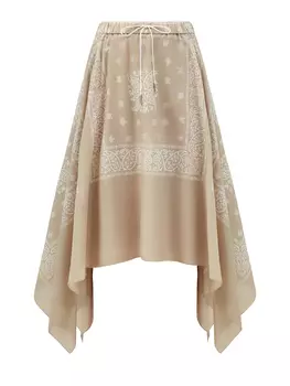 Юбка асимметричного кроя из воздушного хлопка с принтом