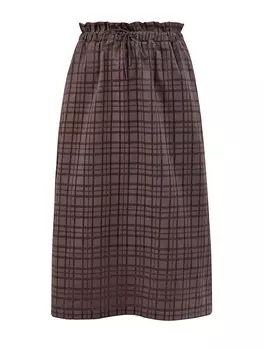 Юбка из поплина с регулируемым поясом и узором в клетку