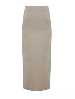 Юбка-карандаш из гладкого хлопка и льна с разрезом на спинке