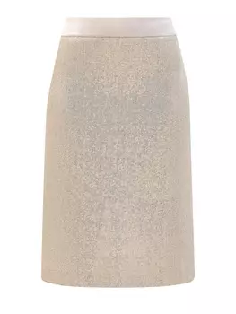 Юбка-карандаш с золотистыми пайетками и атласным поясом