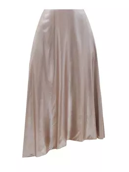 Юбка-миди асимметричного кроя из металлизированной ткани ламе