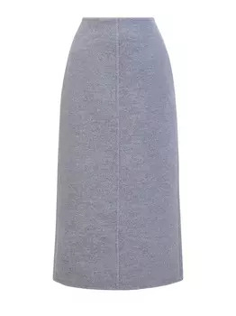 Юбка-миди из шерсти и кашемира с высоким разрезом на спинке