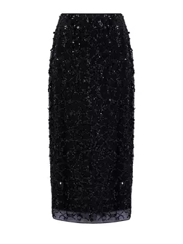 Юбка ручной работы с вышивкой из пайеток и высоким разрезом