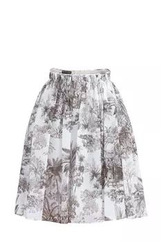 Юбка в складку с тропическим монохромным мотивом