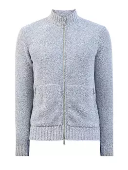Кардиган из фактурной хлопковой пряжи с застежкой на молнию