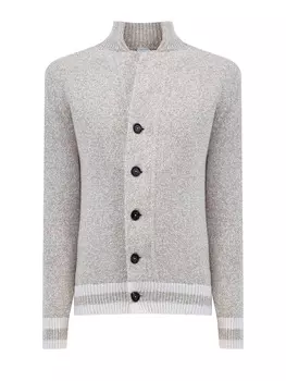 Кардиган из хлопковой пряжи с английской окантовкой в полоску