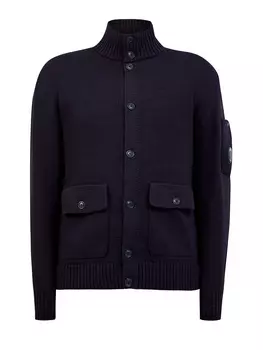 Кардиган из мерсеризованной хлопковой пряжи с карманами и линзой