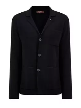 Кардиган из шерсти с накладными карманами и литой символикой