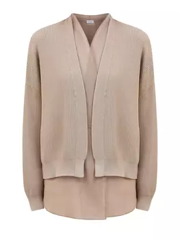 Кардиган Layered из трикотажа и органзы с цепочкой Мониль