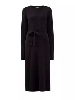 Кашемировое платье с поясом и миниатюрными пайетками