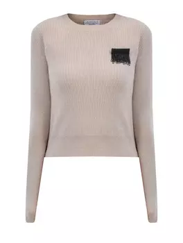 Кашемировый джемпер английской вязки с брошью Мониль