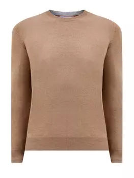 Кашемировый джемпер с отделкой английской вязки и окантовкой