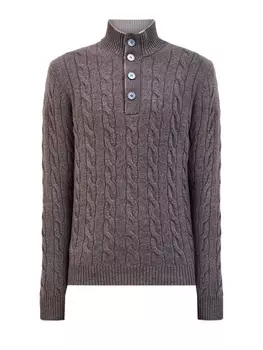 Кашемировый джемпер с вязаным узором и застежкой на пуговицы