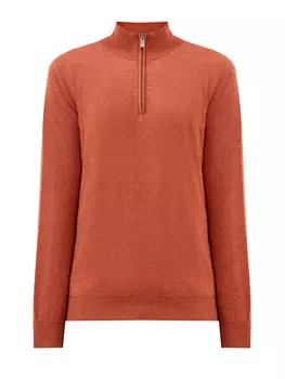 Кашемировый джемпер с высоким воротом на молнии