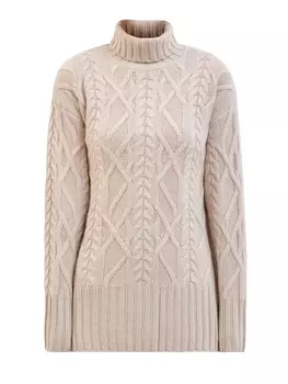 Кашемировый свитер с вязаным узором и золотистой нитью ламе