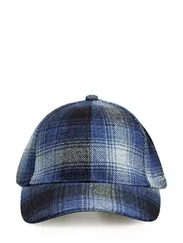 Клетчатая бейсболка из итальянской шерсти с вышитым логотипом