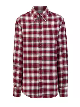 Клетчатая рубашка из хлопковой фланели с воротом button-down