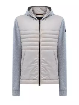 Комбинированная куртка из нейлона и хлопка с пуховым утеплителем