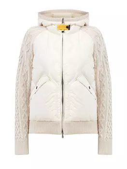 Комбинированная пуховая куртка с рукавами аранской вязки