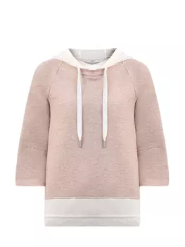 Комбинированная толстовка из меланжевого хлопка и органзы