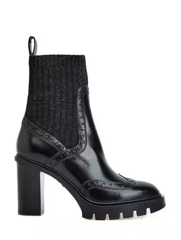 Комбинированные ботильоны из кожи с трикотажными вставками