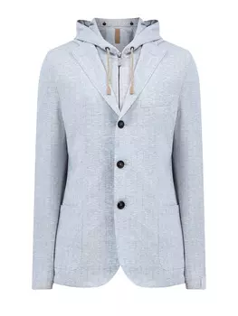 Комбинированный пиджак в тонкую полоску со съемным капюшоном