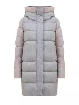 Комбинированный пуховик из кашемировой фланели и матового нейлона