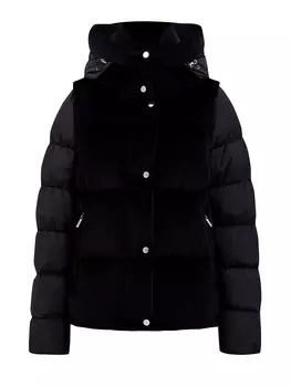 Комбинированный пуховик Lavy из нейлона и велюра со съемными рукавами