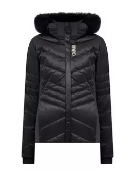 Комбинированный пуховик со съемной отделкой из меха лисы