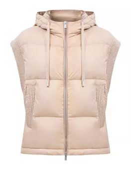 Комбинированный жилет с пуховым утеплителем и ювелирными цепочками