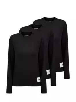 Комплект из трех лонгсливов с контрастной нашивкой