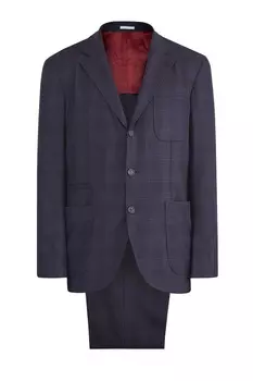 Костюм-двойка в стиле sprezzatura из шерстяной ткани в клетку