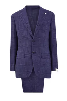 Костюм из шерсти и шелка и мелованным принтом в клетку