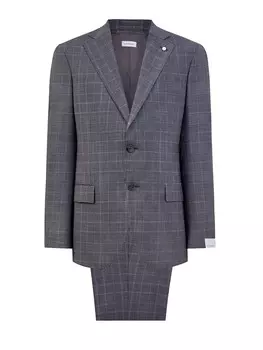 Костюм-тройка из шерстяной ткани с мелованным принтом в клетку