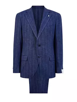 Костюм в неаполитанском стиле из шерсти в мелованную полоску