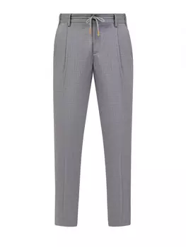 Костюмные брюки из гладкой меланжевой шерсти с кулиской