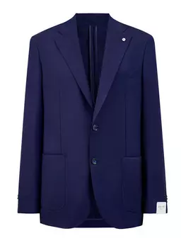 Костюмный пиджак из гибкой шерстяной ткани с брошью