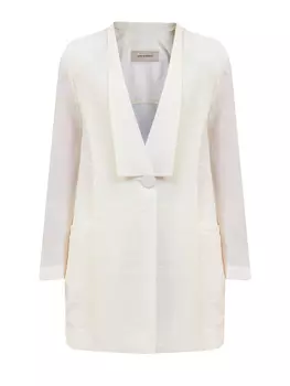 Костюмный жакет из легкого твила с разрезами и макро-пуговицей