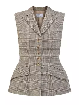 Костюмный жилет приталенного скульптурного кроя со стразами