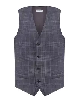 Костюмный жилет в мелованную клетку с атласной спинкой