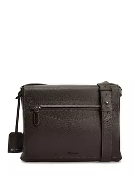 Кожаная сумка с перекидным клапаном и регулируемым ремнем
