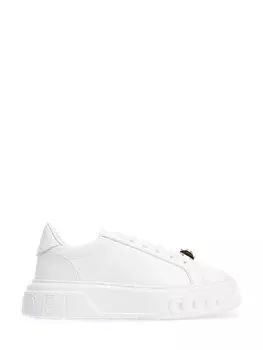 Кожаные кеды на массивной подошве с деталью из кристаллов