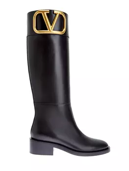 Кожаные сапоги с макро-логотипом VLOGO