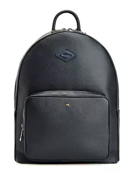 Кожаный рюкзак в городском стиле с брендированной нашивкой