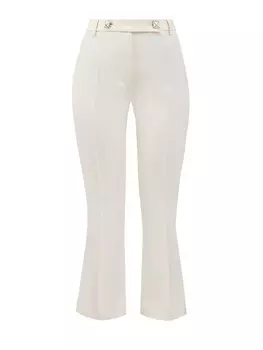 Кремовые брюки из ткани Crepe Couture с шипами-пирамидами