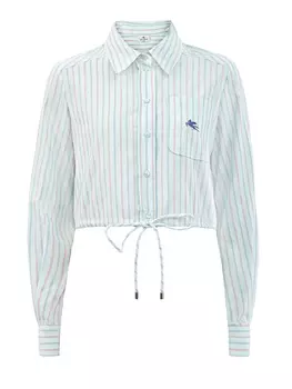 Кроп-рубашка в полоску с регулируемыми завязками