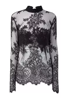 Кружевная блуза из вуали с вышивкой ручной работы